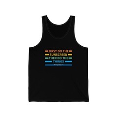 First Do The Sunscreen Funny Mens Summer Beach Tank Top Gift