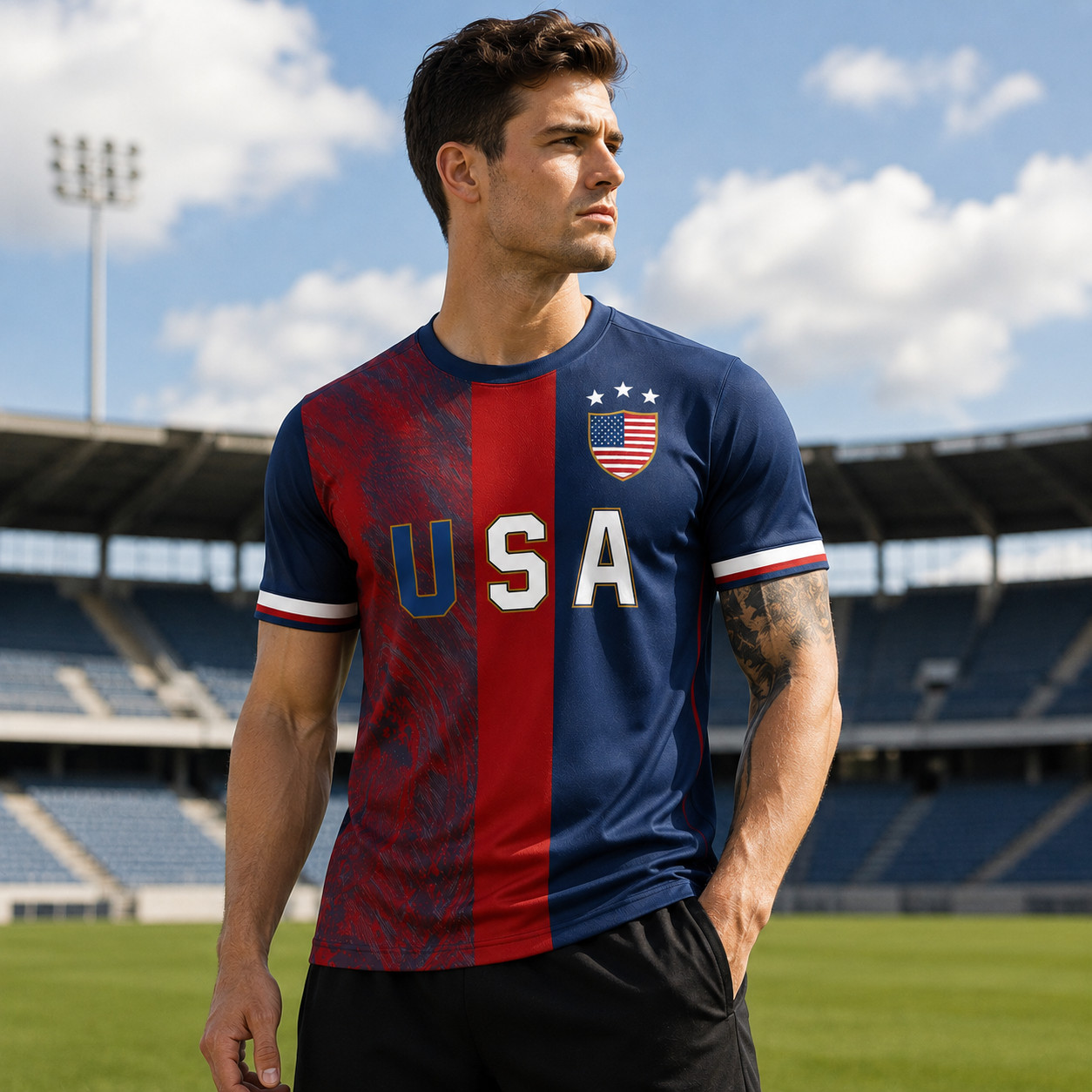 Custom USA Soccer Jersey Personalized Name Number American Flag Shirt gallery