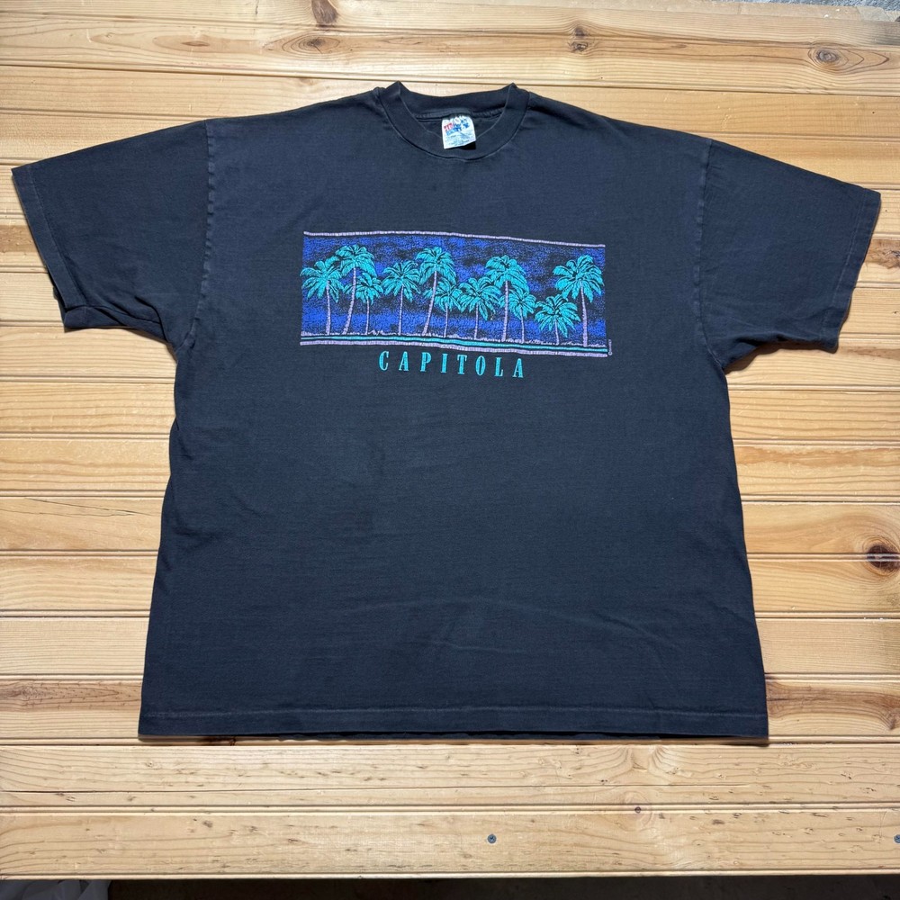 Vintage 90s Capitola California Beach Surf Tropical Souvenir T-Shirt USA – 2XL