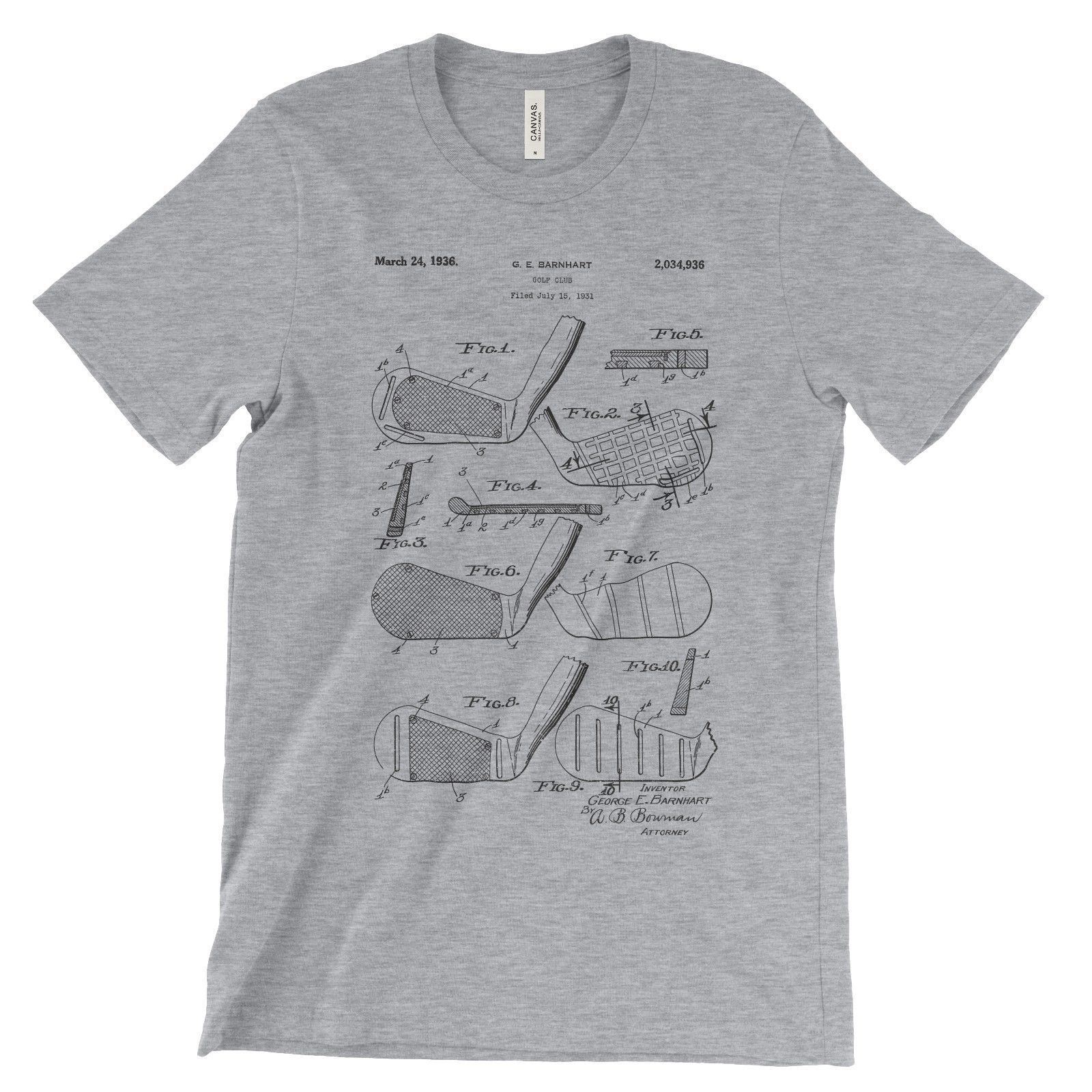 Golf Club Patent T-Shirt.100% Cotton Comfy Tee on Black White or Gray. NEW gallery