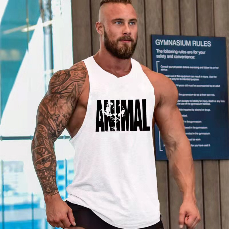 Men's Gym Workout Printed "ANIMAL" Tank Top VEST Fitness Bodybuilding Stringer gallery