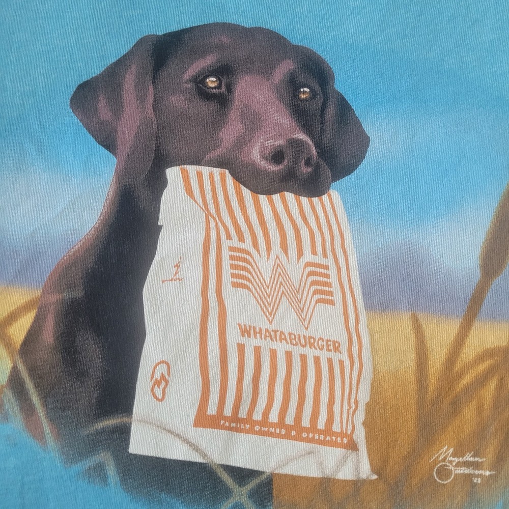 Magellan Whataburger Collab 2XL Black Lab Blue T-Shirt Outdoor USA Good Dog !