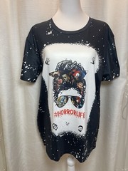 Horror Life Black And White Splash T Shirt Polyester Horror Movie Characters