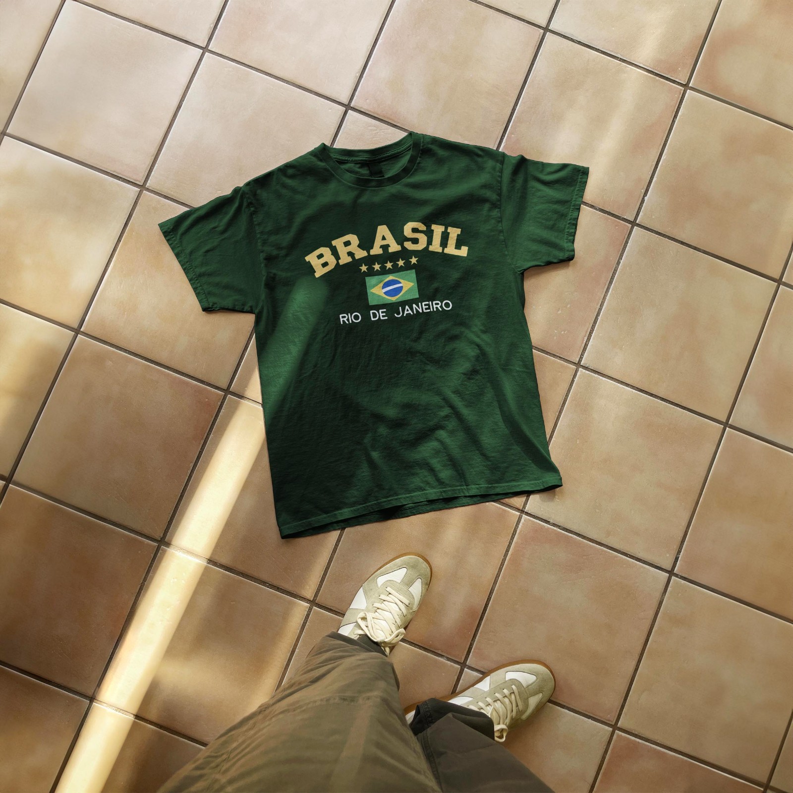 Brasil Rio Classic T Shirt, Original Brasil Forest Green Top gallery