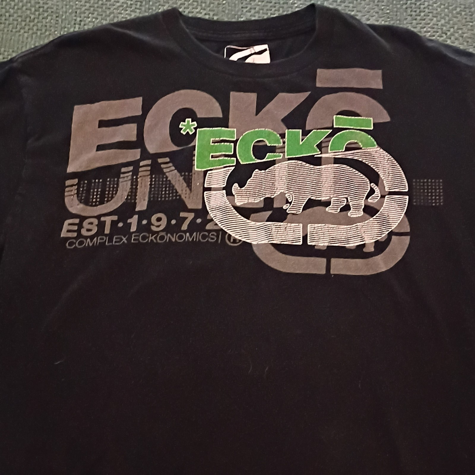 Ecko Unltd. Vintage Men's L Black Graphic Rhino Crew Neck Cotton Tee gallery