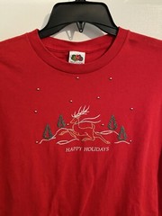 Happy Holidays Beautiful Winter Reindeer Scene Christmas T-Shirt – Adult Large