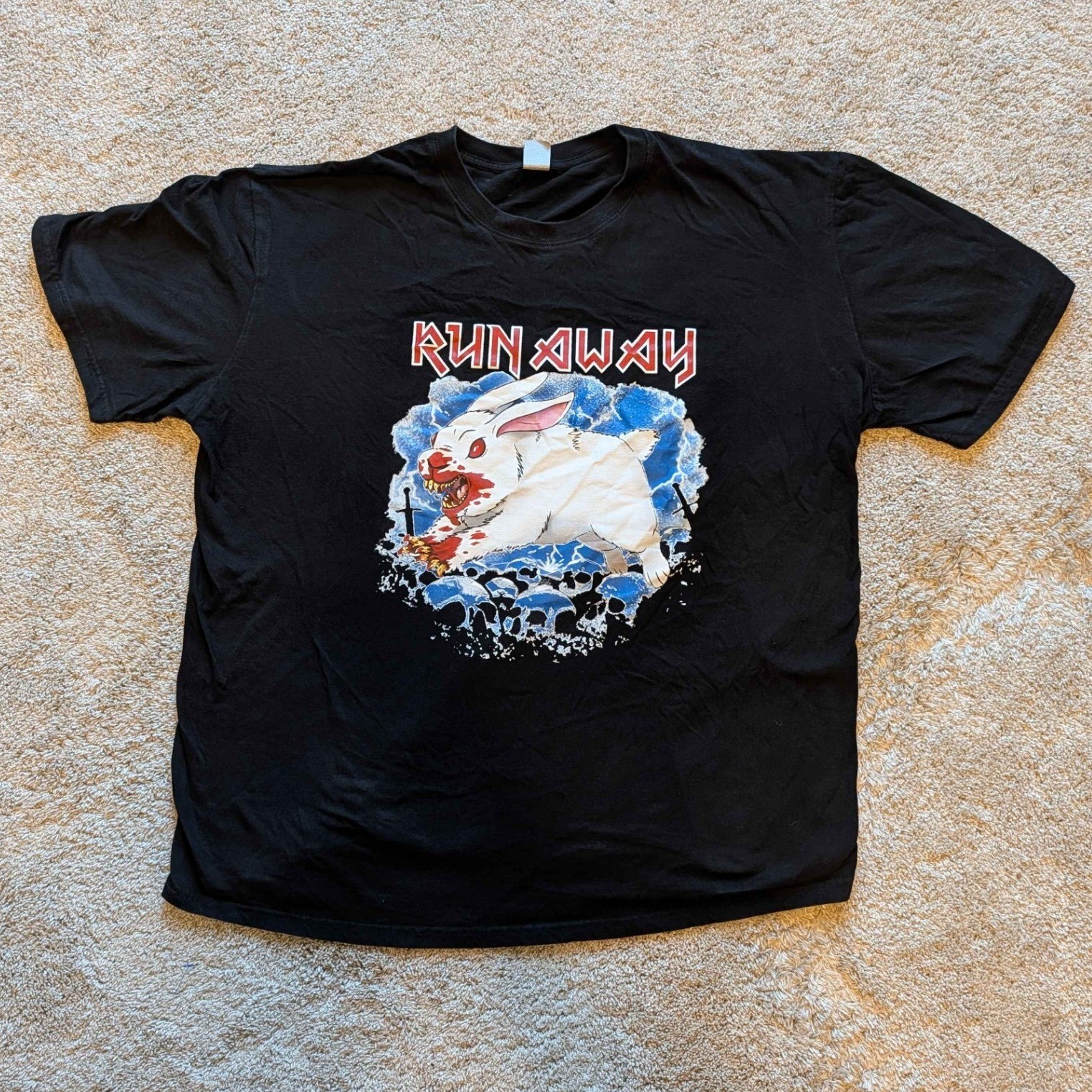 Digiprint Apparel Run Away Killer Rabbit T-Shirt Mens 3XL Black Graphic Tee gallery