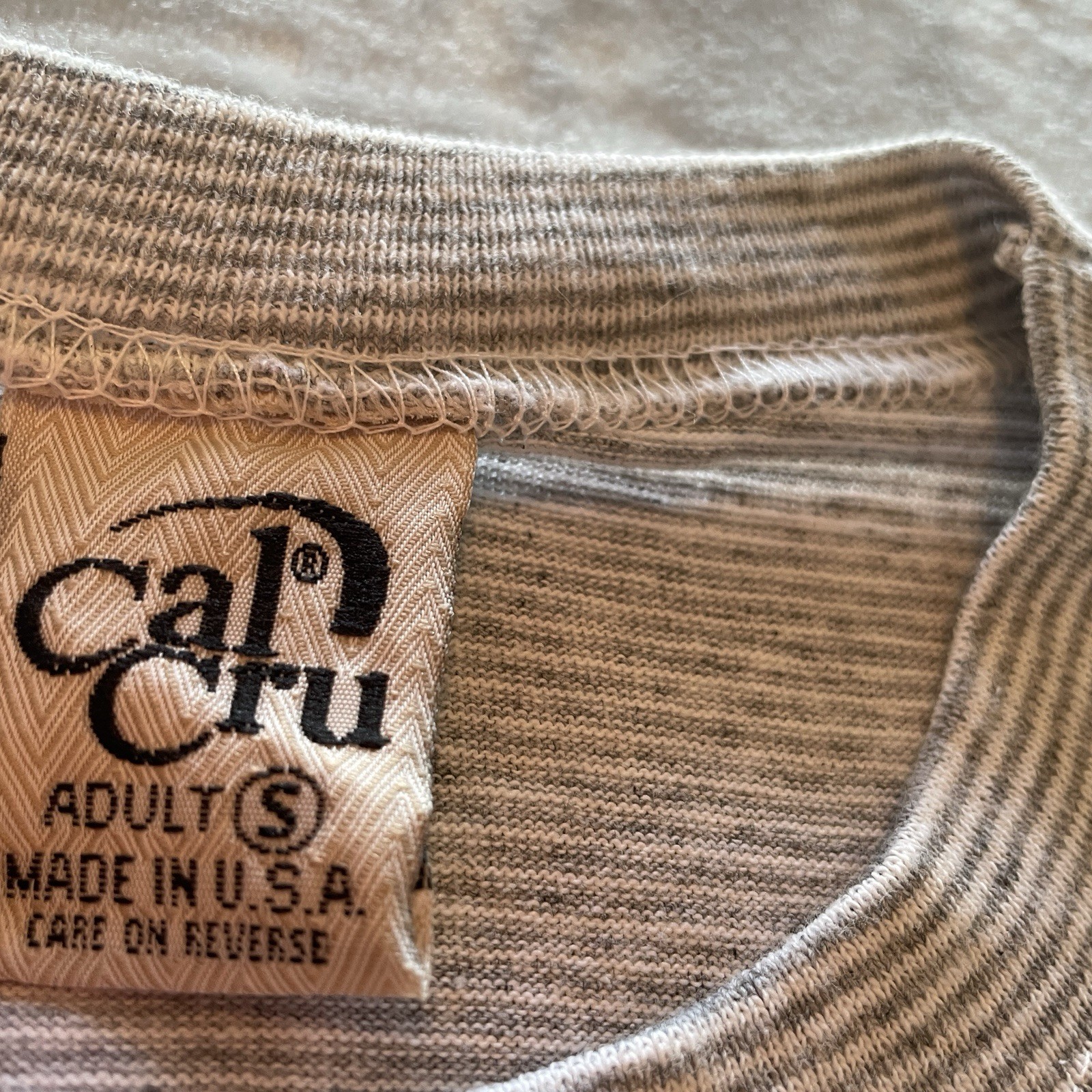Vintage 90s Single Stitch T-Shirt Mens Small Gray Striped Grayton Beach USA Made gallery