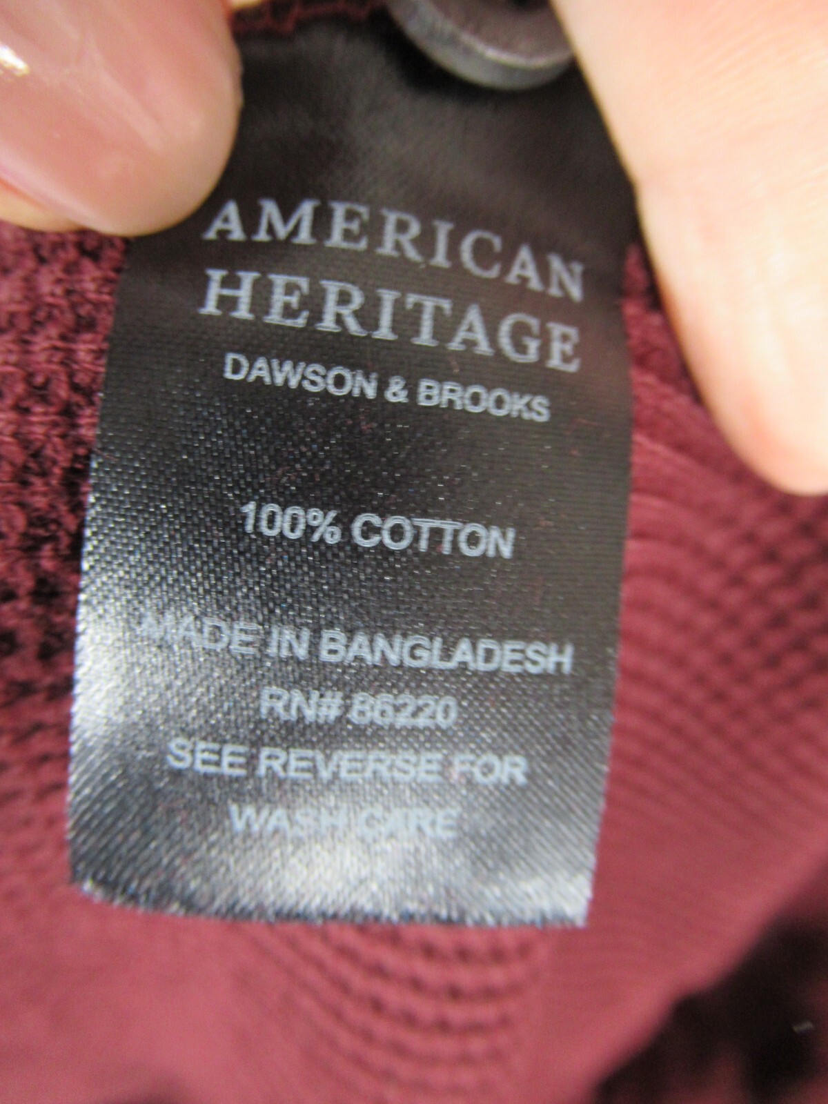 NEW Dawson & Brooks Thermal Henley Shirt Men Medium Burgundy American Heritage gallery