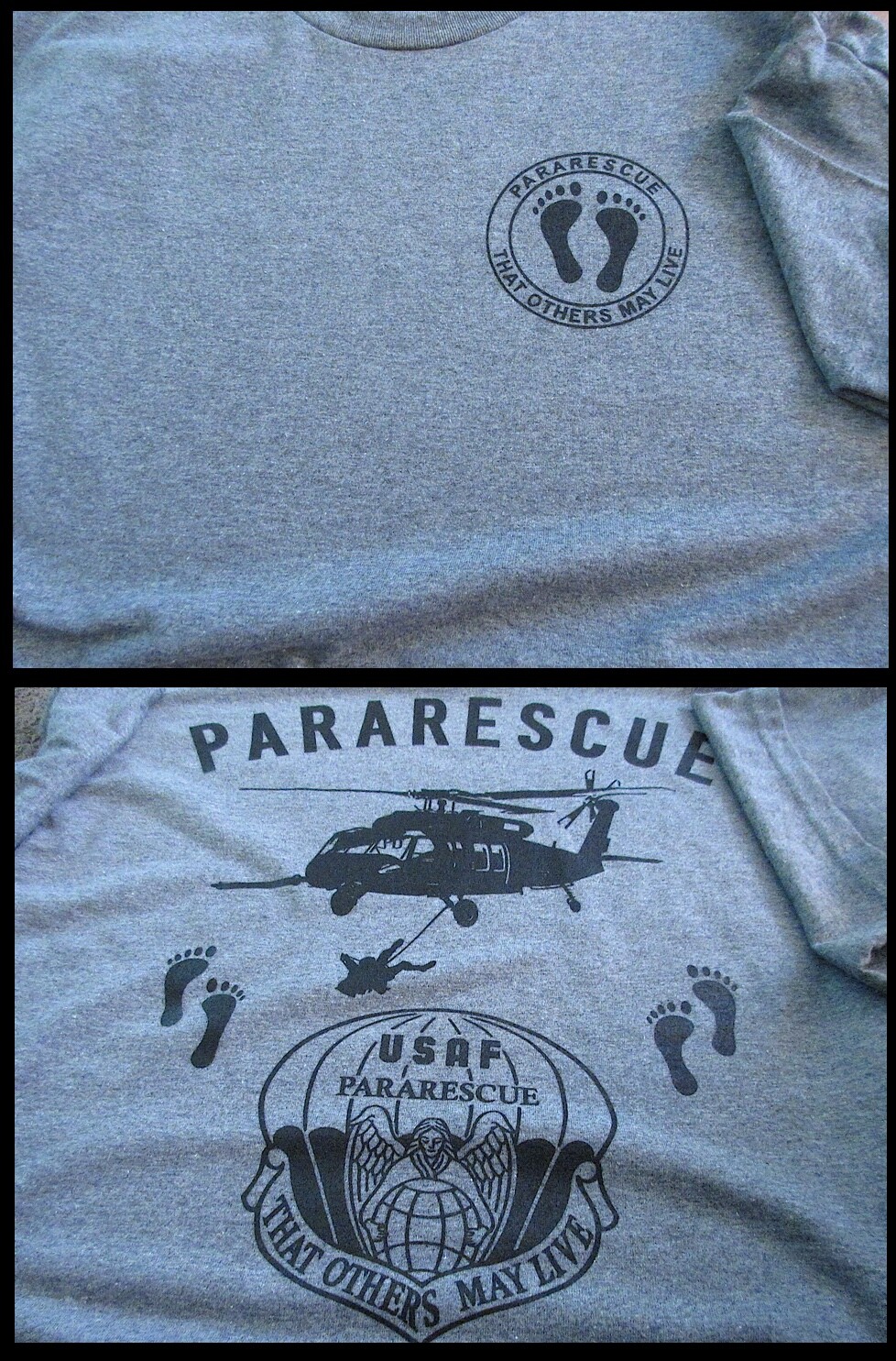 PARARESCUE "That Others May Live" USAF Silk Screen T-Shirt Medium Morale USA gallery