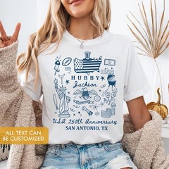 Personalized Hubby Shirt Custom Name State USA 250th Anniversary 4th July Tee