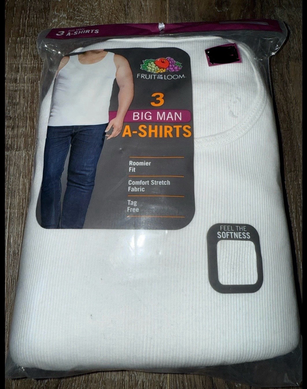 Fruit Of The Loom Mens 3-Pack Tanks Ribbed White Undershirts Cotton Big Man 5XB