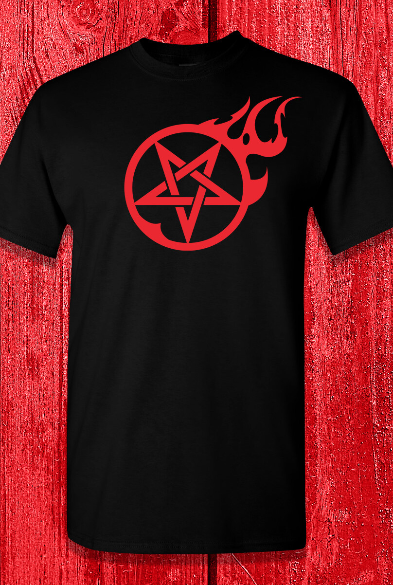 FLAMING PENTAGRAM Unisex T-Shirt Multi Colors S-XL FREE S&H! Kyle Millar art