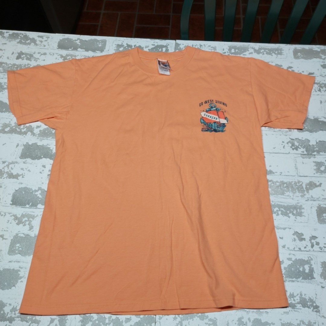Duck Co. Go West Diving Explore The Deep Curacao T Shirt Sz Lg 2016 Peach Tee gallery