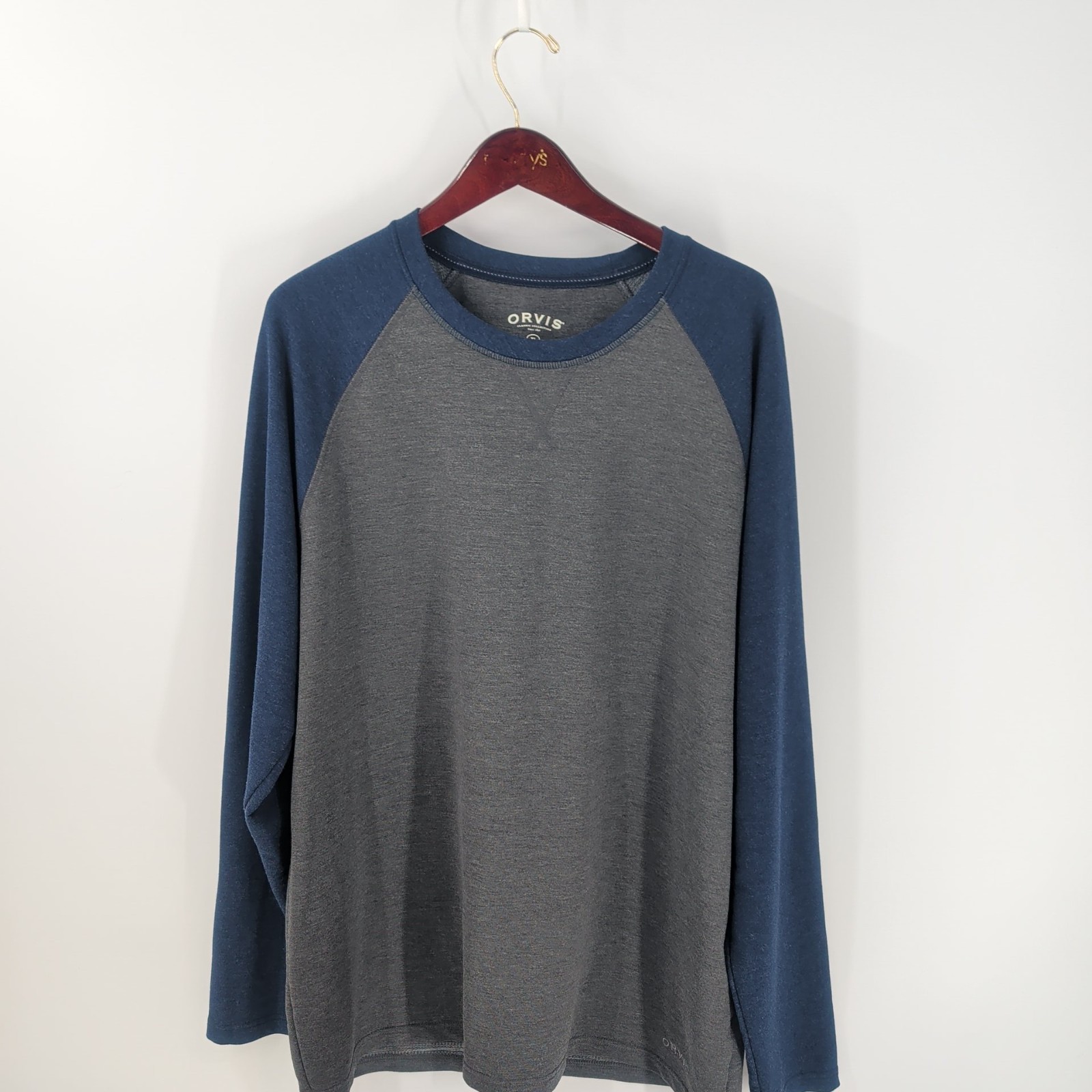 Orvis Classic Collection Long Sleeve Modern T-Shirt Blue Gray Two Tone Size XL