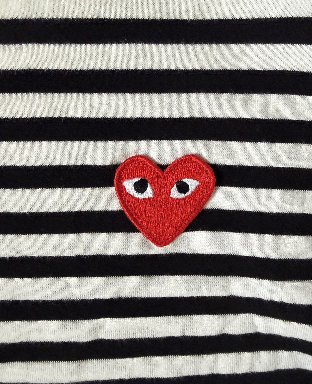 Comme Des Garcons PLAY Striped Heart Logo Long Sleeve T-Shirt Black White M gallery