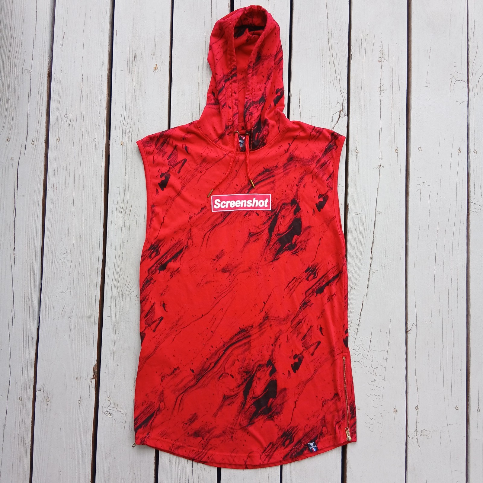 Mens Hip Hop Longline Streetwear Pullover Sleeveless Hooded Fashion Screenshot T gallery