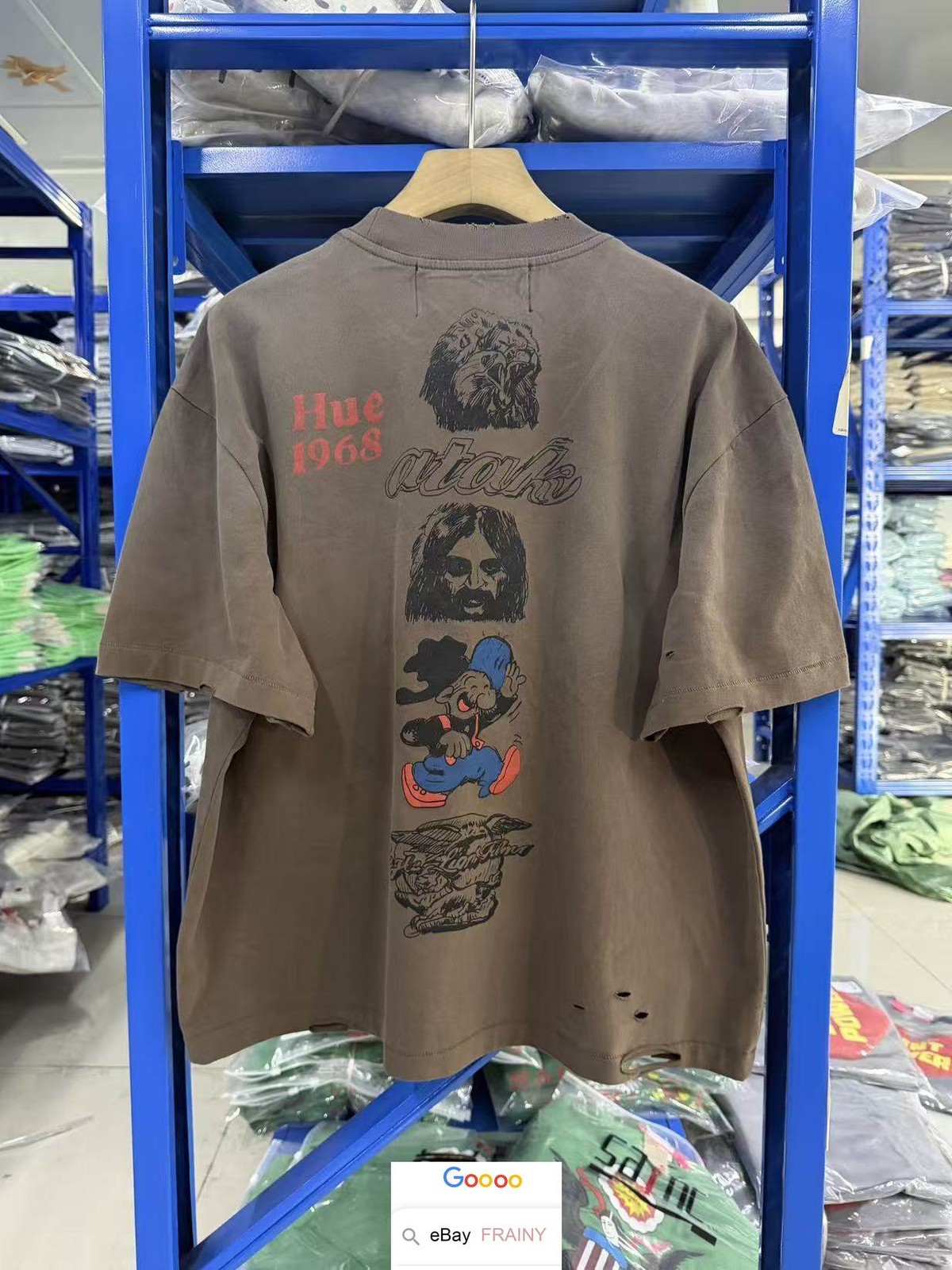 VINTAGE BROWN T SHIRT WORN DISTRESSED PALY HIGH STREET SHORT SUMMER TOP TEE gallery