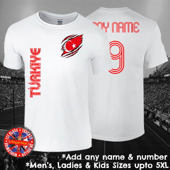 Turkiye Turkey Football T-shirt Personalised Mens Ladies Kids Euros World Cup gallery