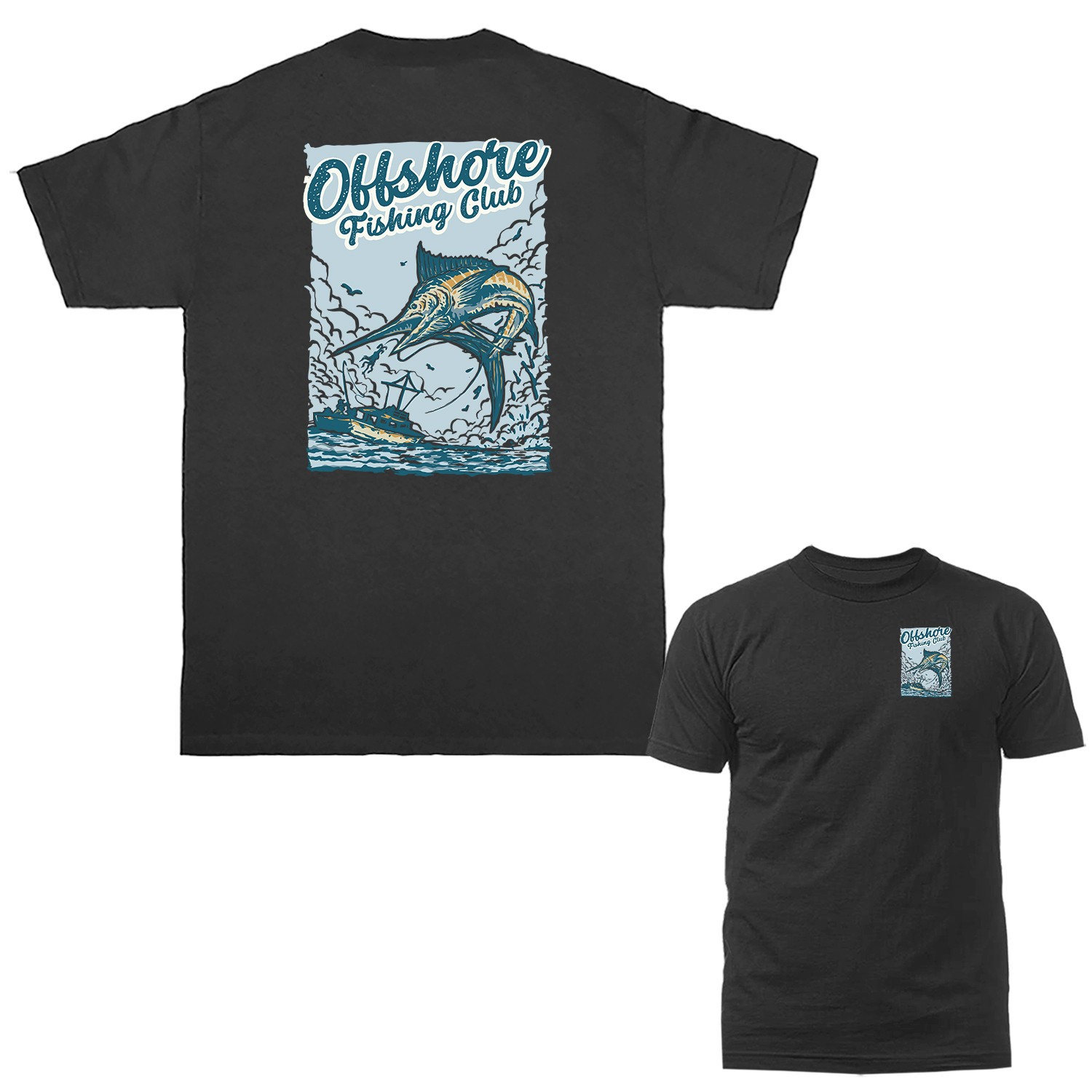 Offshore Fishing Club Marlin Deep Sea Fishing Boat Angler Fisherman T-Shirt