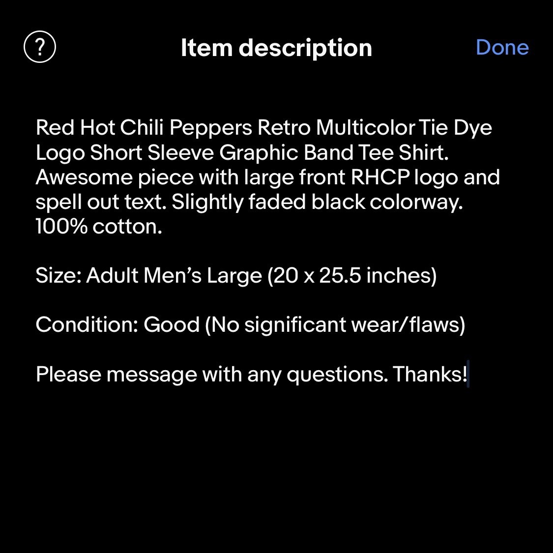 Red Hot Chili Peppers Multicolor Tie Dye Graphic Band Tee Shirt Black Mens Large gallery
