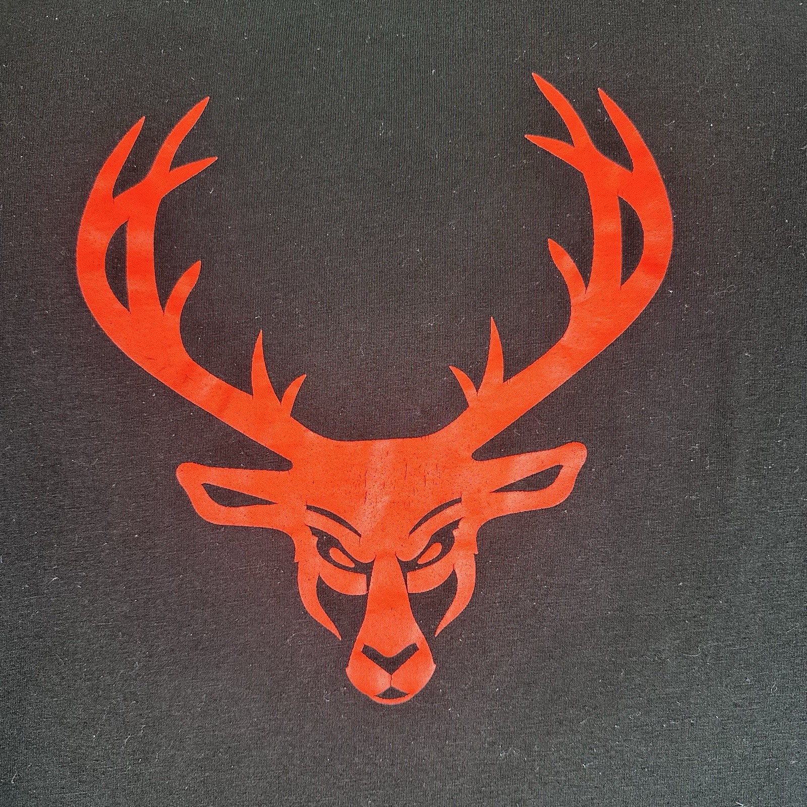 Bucked Up Deer Head Graphic T Shirt Black Red Logo Flag Sleeve Men’s XL gallery