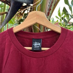 Vintage Y2K Stussy Tribal Pattern Graphic T Shirt Burgundy Medium