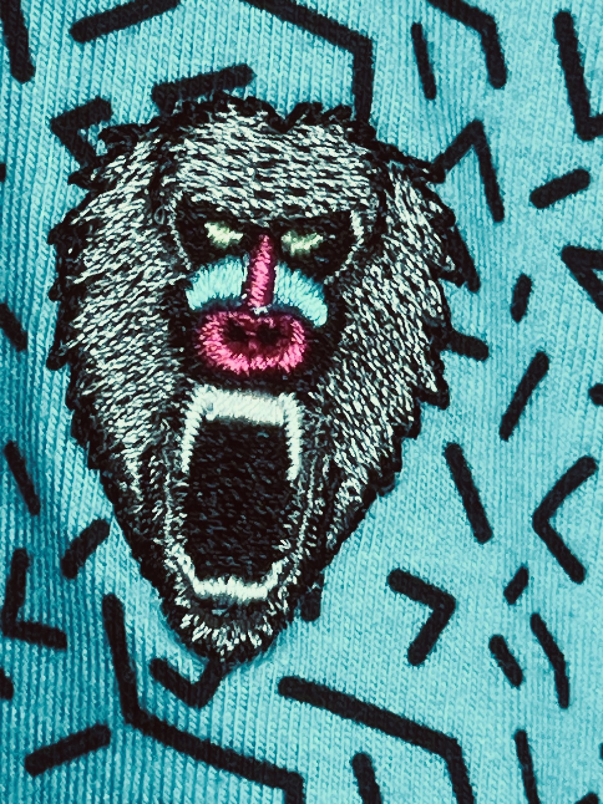 MadChuck Shirt Mens Large Baboon Head Embroidered Modal Stretch Patterned Tee gallery