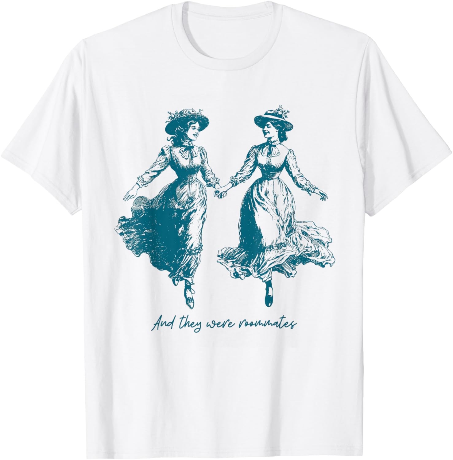 Vintage Lesbian Pride And They Were Roommates Sapphic Pride T-Shirt gallery