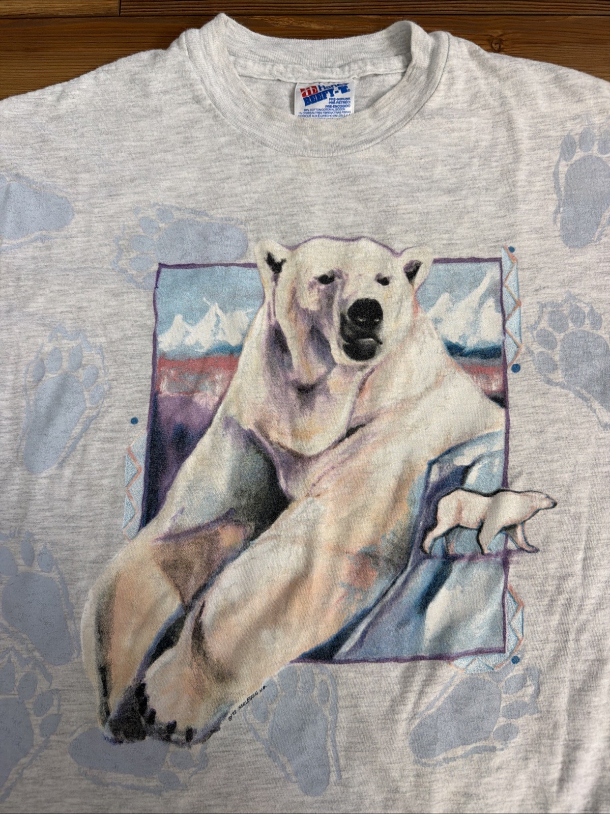 VTG 1993 Harlequin Nature Graphics Polar Bear T-Shirt Large Single Stitch gallery