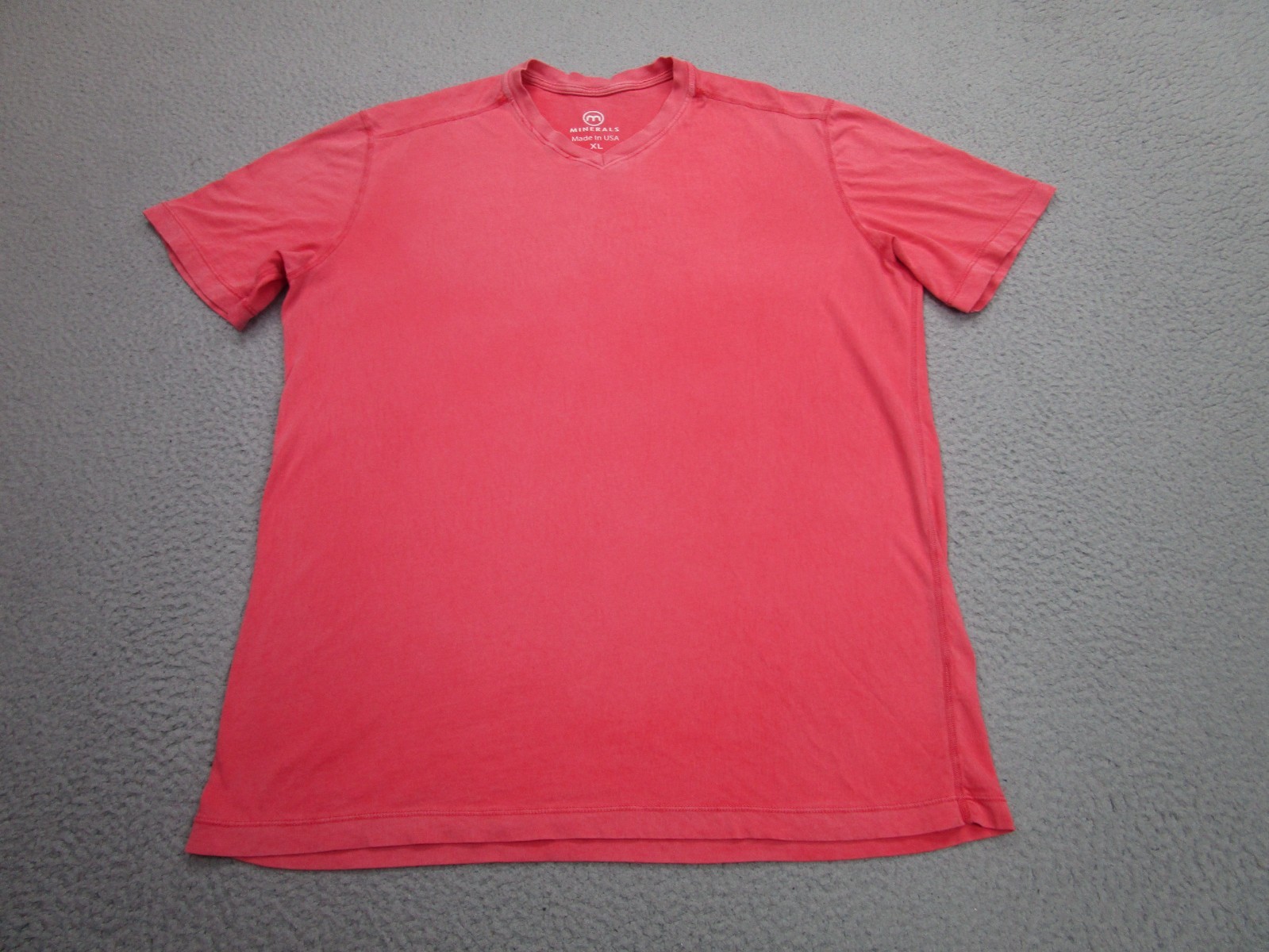 Minerals Shirt Mens XL Salmon V Neck 100% Cotton Soft Tagless Burnout Tee USA