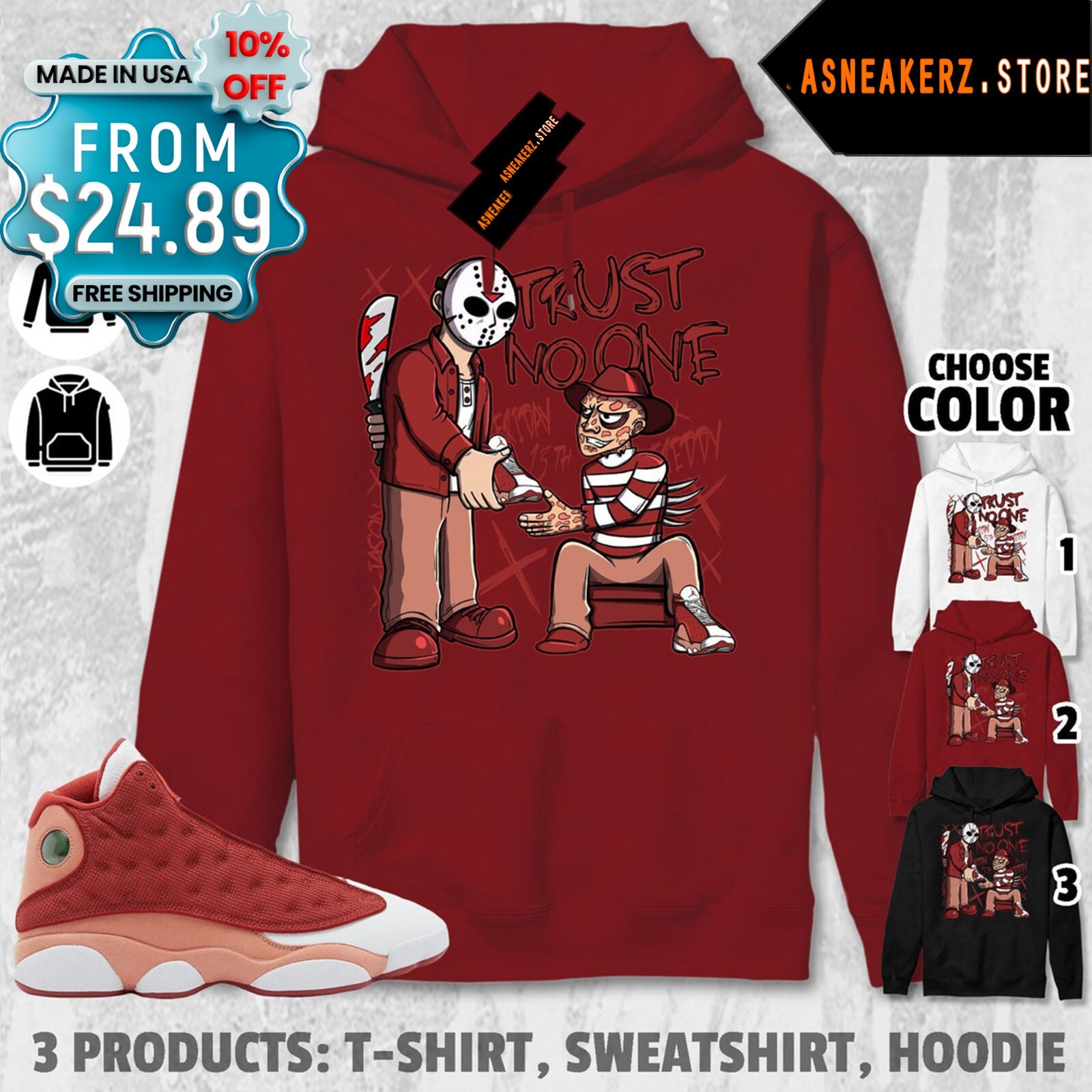 Shirt Match Jordan 13 Dune Red Sneaker Matching Tee Trust No One Friday T-Shirt gallery