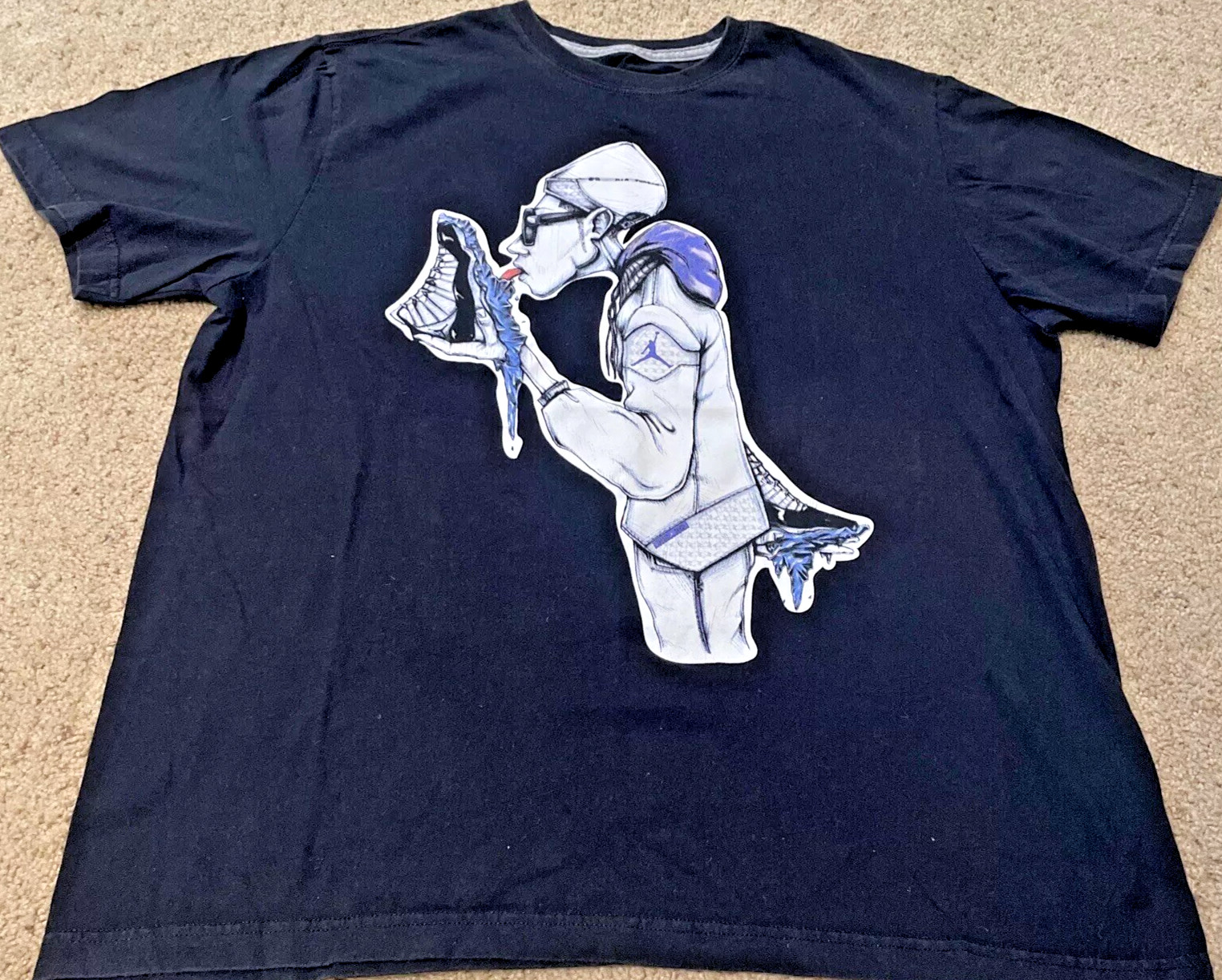 Air Jordan Concord Mens XL Icey Soles Lick Shoe Black Shirt NIKE -USED JUMPMAN gallery