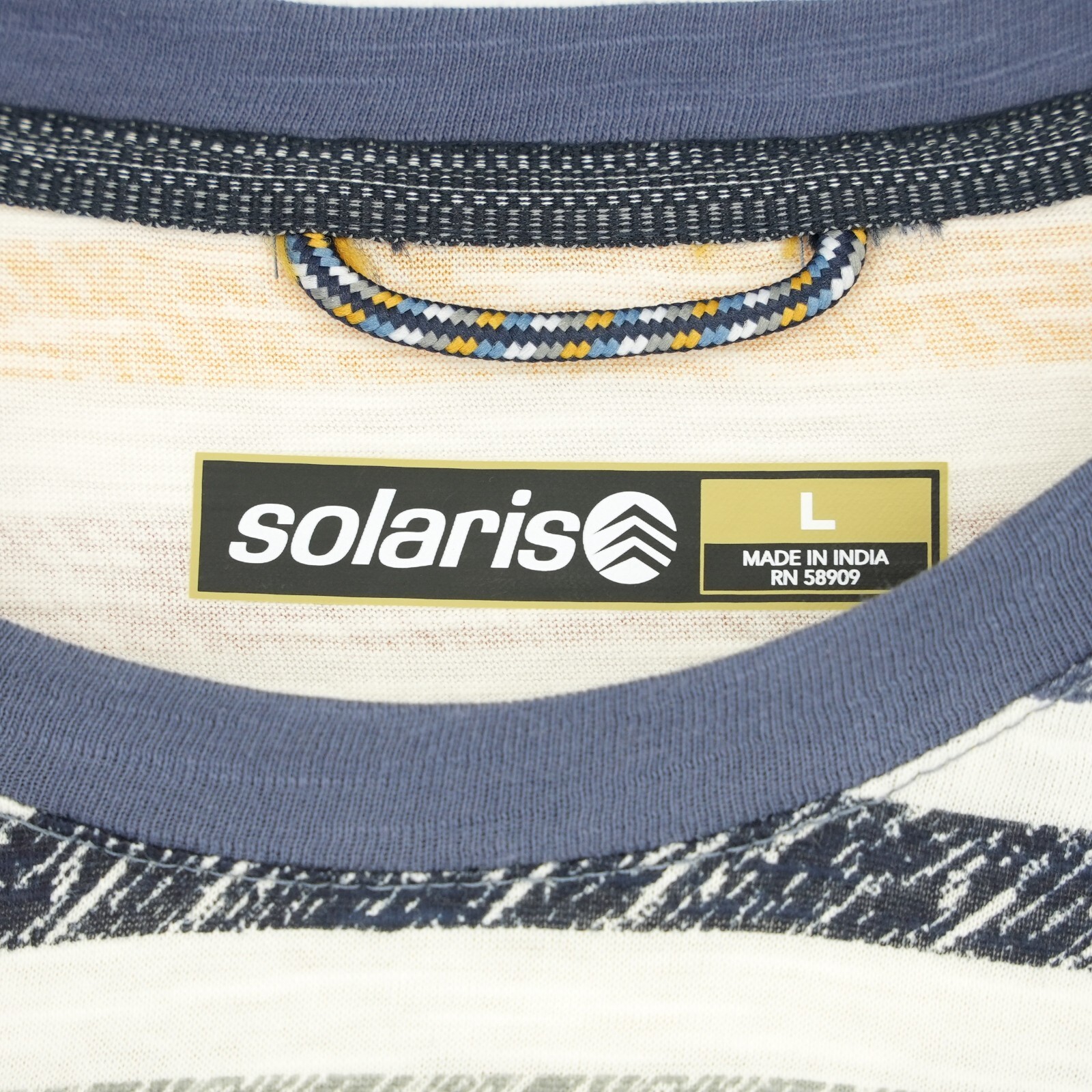 Solaris Men's Long-Sleeve Shirt L Blue White Yellow Orange Gray Striped NWT gallery