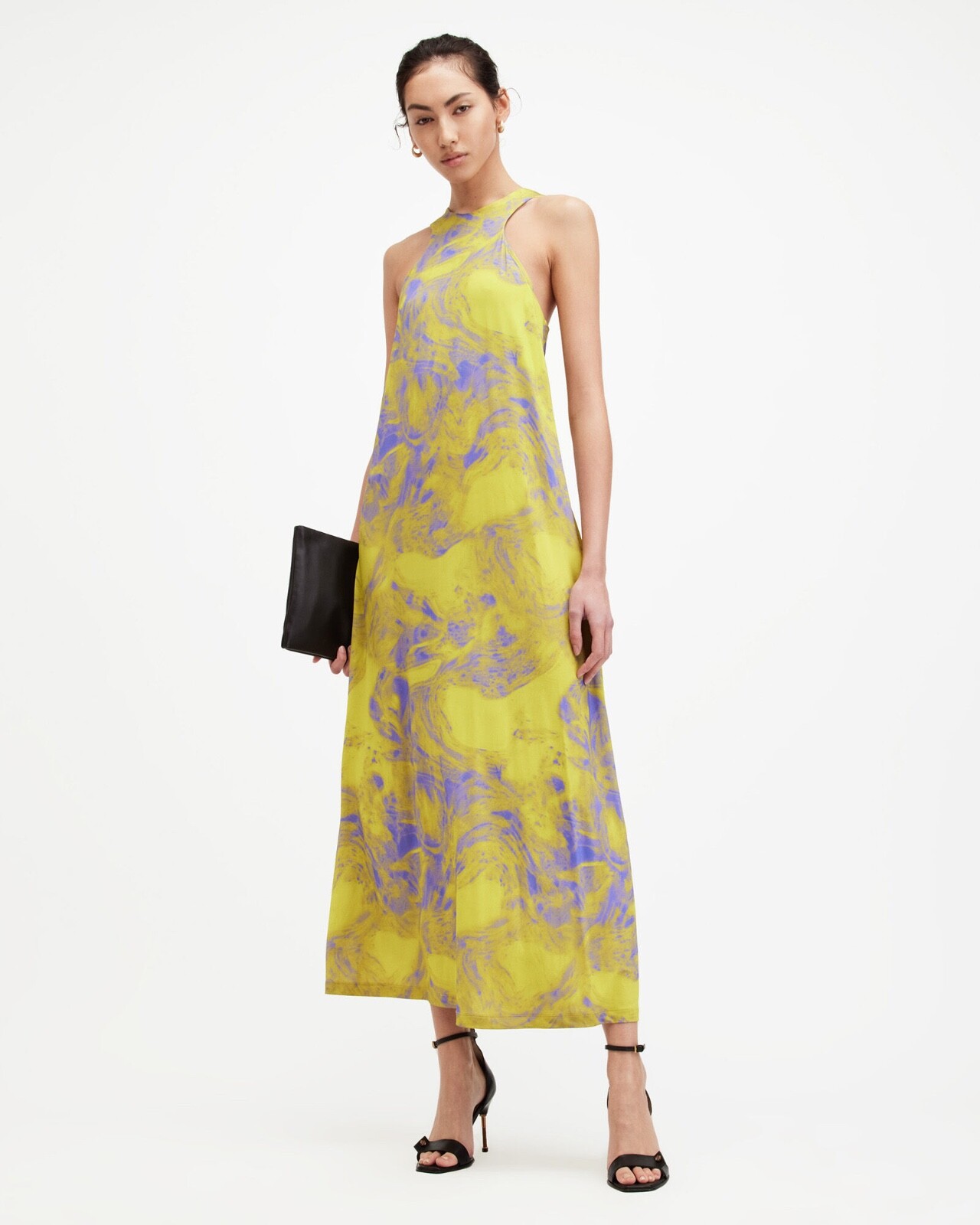 All Saints Womens Printed Maxi Dress Kura Inpiral Viscose Regular Fit Stretch gallery