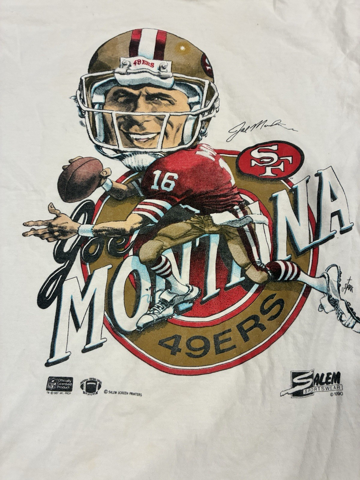 Vintage 90s Joe Montana San Francisco 49ers Salem Tshirt Size L Single Stitch gallery