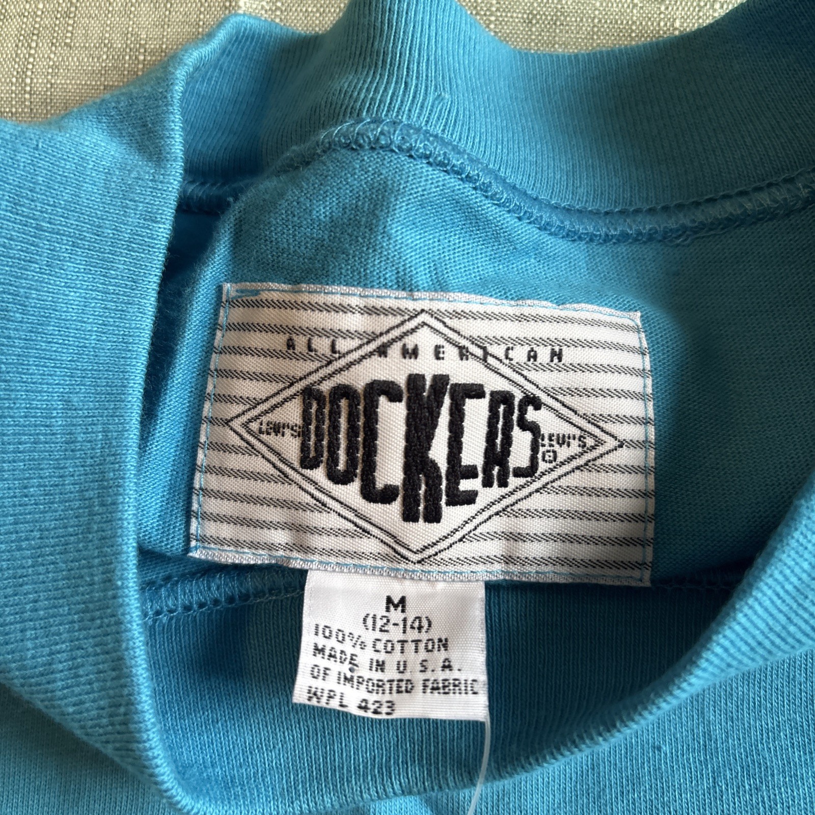 Vintage Dockers T Shirt Teal Made In USA Sz M (12-14) NWT See Description gallery