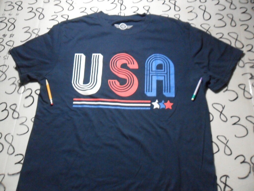Large USA Red White & Blue Damaged Shirt
