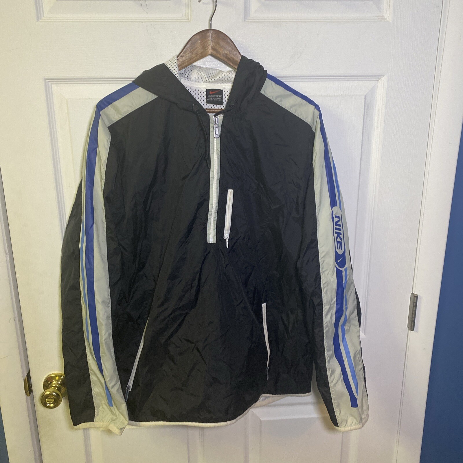 Vtg Nike Black 1/4 Zip Jacket Long Sleeve Size Large Men's Windbreaker gallery