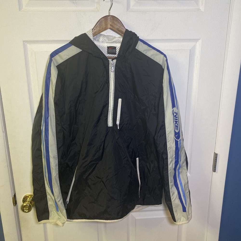 Vtg Nike Black 1/4 Zip Jacket Long Sleeve Size Large Men’s Windbreaker