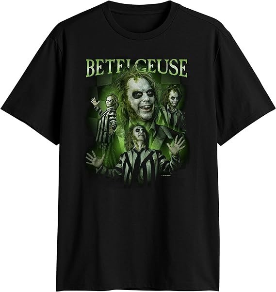 Beetlejuice Betelgeuse Many Poses Collage Men's Black Adult T-Shirt Size L New gallery