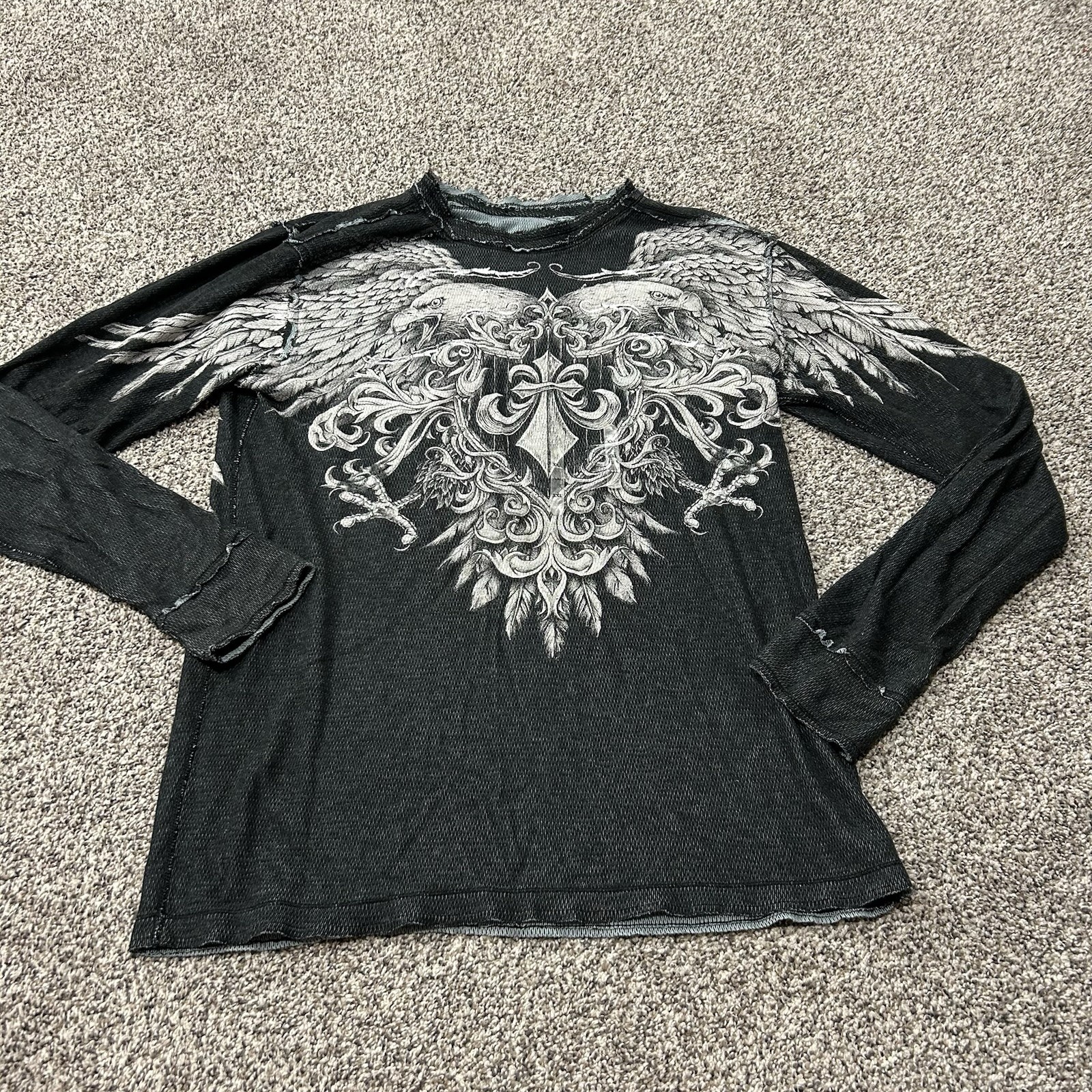 VTG Affliction Reversible Thermal | Winged Eagle & Cross | Y2K Grunge | Size XXL gallery