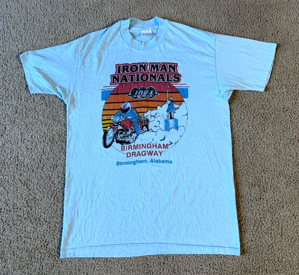 VTG 80s Iron Man Nationals IDBA Motorcycle Race Birmingham AL T-Shirt – Size S/M