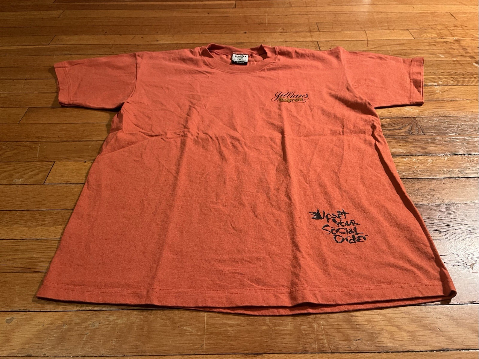 VINTAGE Jillian's Boston Billiards Mao Tse Tung Quote Shirt Men’s L Orange 90s gallery