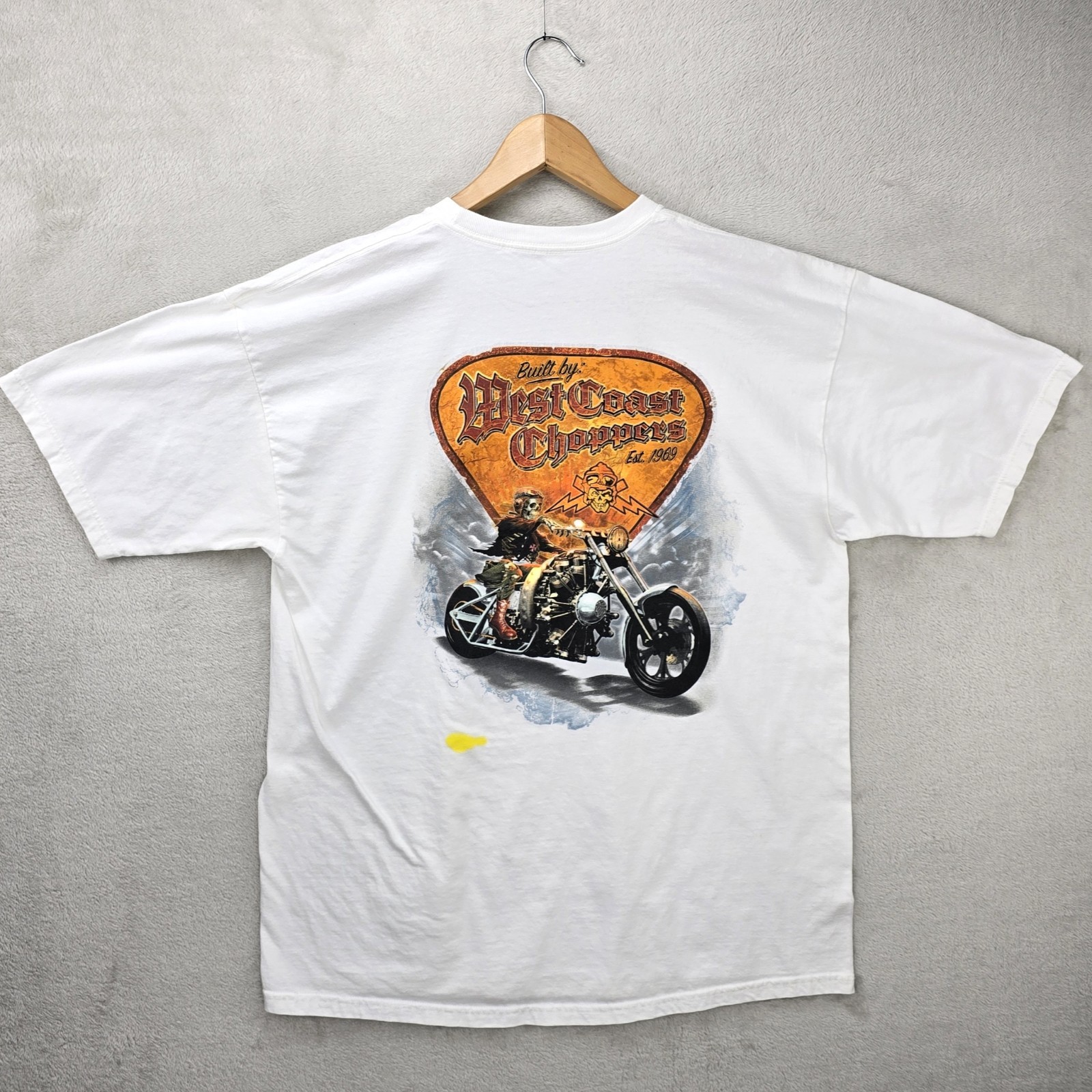Vintage West Coast Choppers Shirt Mens XL White Skeleton Biker Y2K Grunge