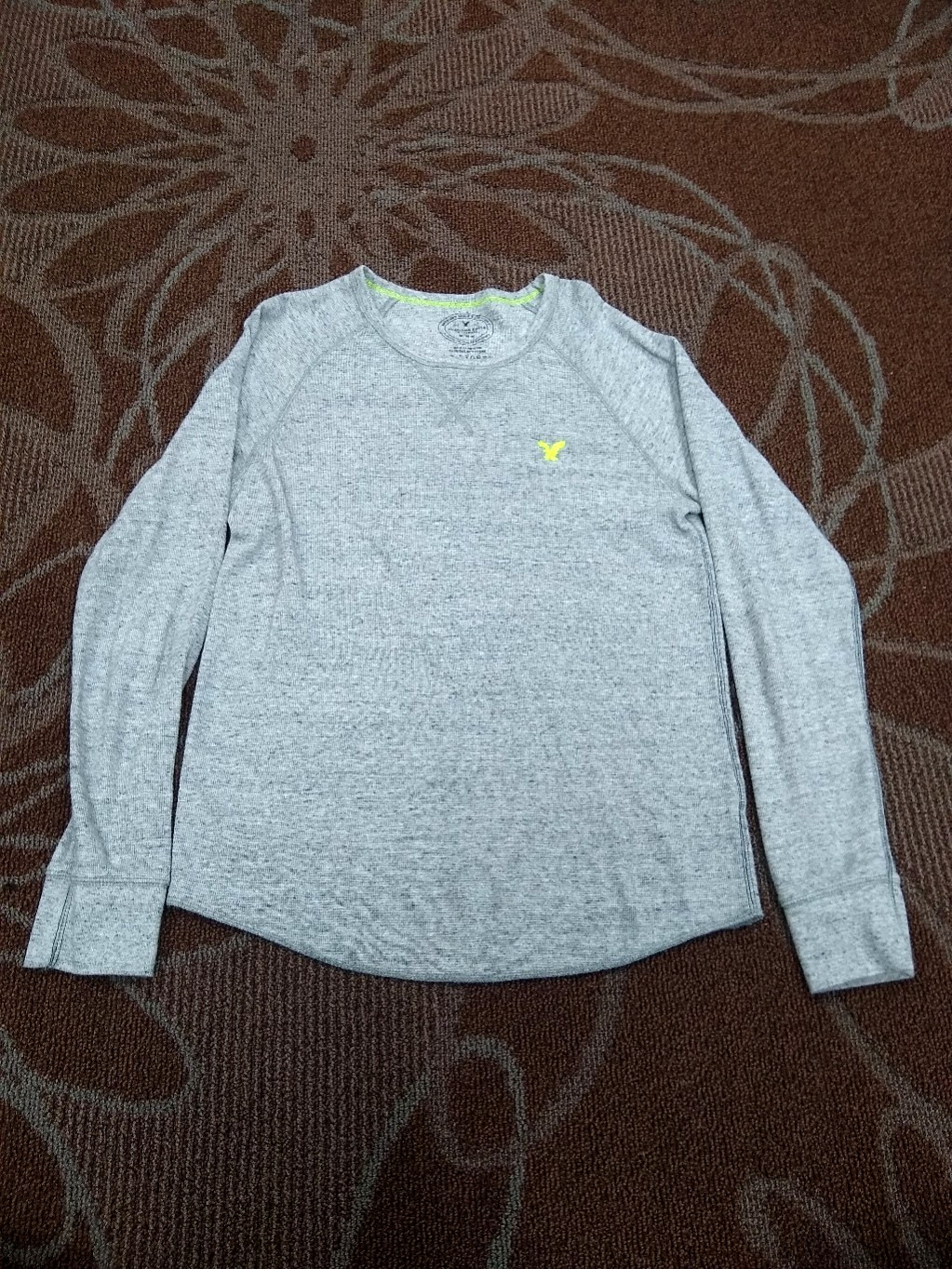 American Eagle Long Sleeve Shirt Gray Men's Size Medium Thermal Embroidered Logo gallery