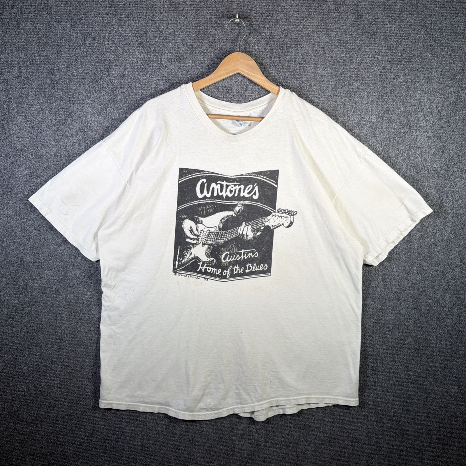 Vintage Antones Shirt Mens XL White 90s Home Of The Blues Portrait Art Jazz USA gallery