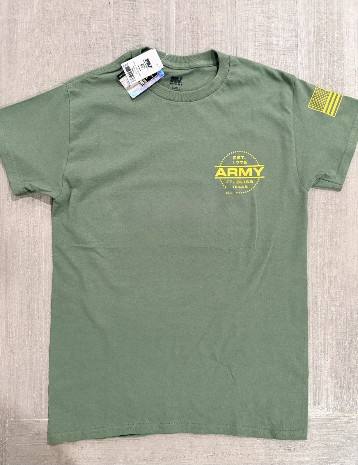 “United States Army Ft Bliss, TX 1775” Double Sided Green T Shirt - Sz XL - NWT gallery