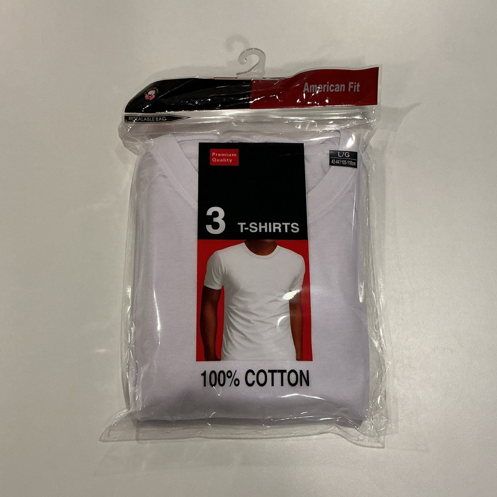 Marco Giovanni 3-Pack Men’s L White Cotton Knit Crew Neck Tagless T-Shirts