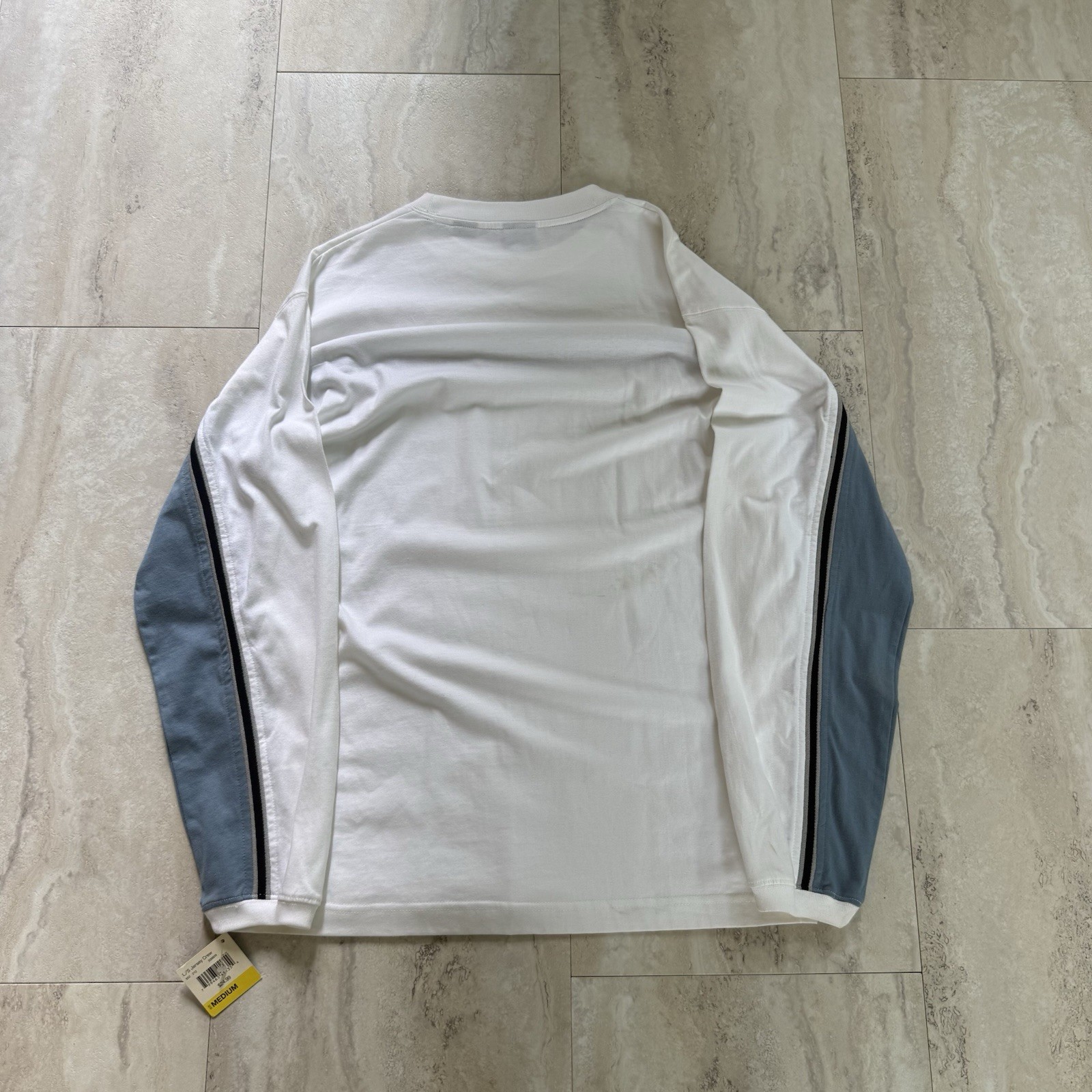 NWT Emergency Exit Men's M White/Blue/Black Colorblock Logo Cotton Long Sleeve gallery